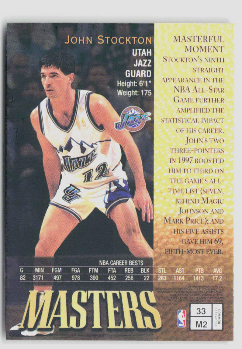 1997 Topps Finest John Stockton Masters Refractor #33