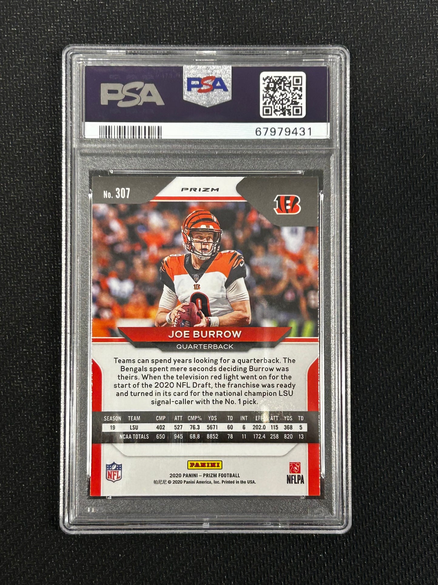 2020 Panini Prizm Joe Burrow Green Prizm #307 PSA 10