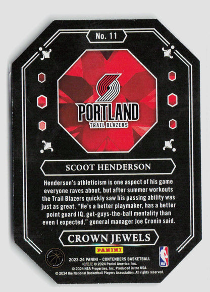 2023 Panini Contenders Scoot Henderson Crown Jewels RC #11