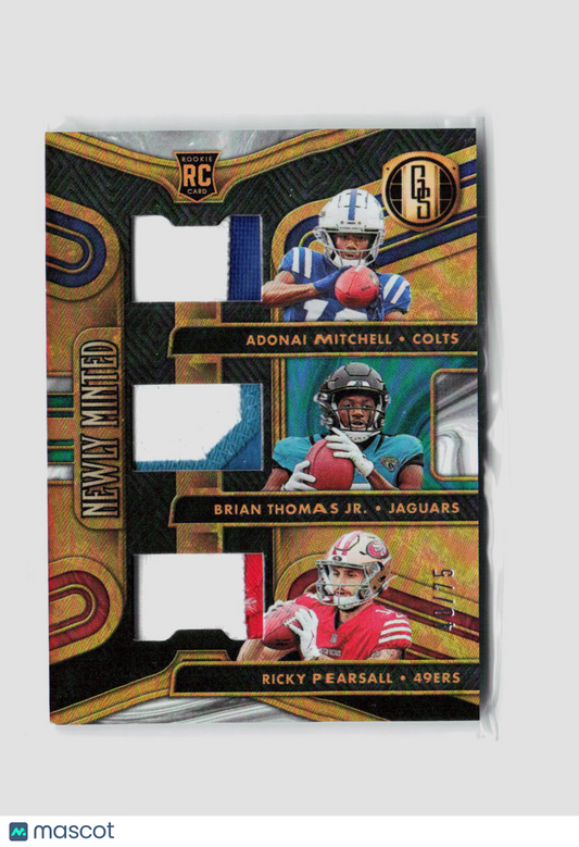 2024 Gold Adonai Mitchell Ricky Pearsall Brian Thomas Jr. 48/75 #NMMT-WR1 /15 RC