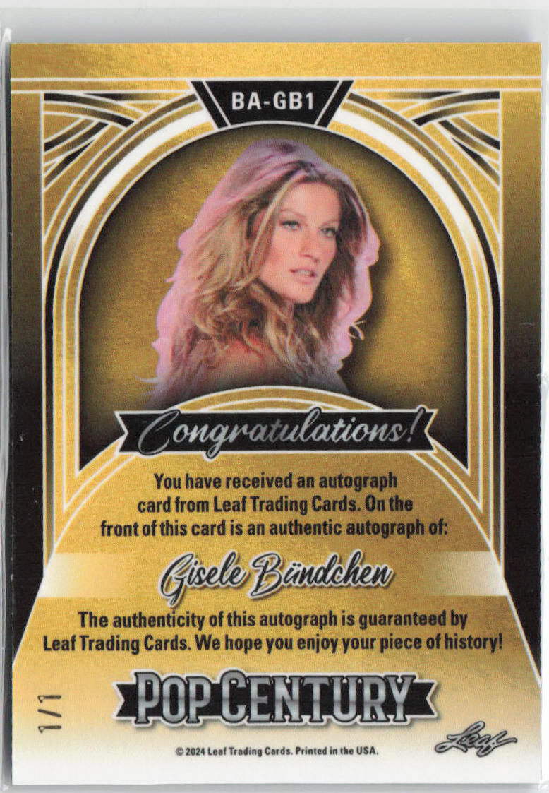 2024 Leaf Pop Century Gisele Bündchen Autographed 1/1 Blue