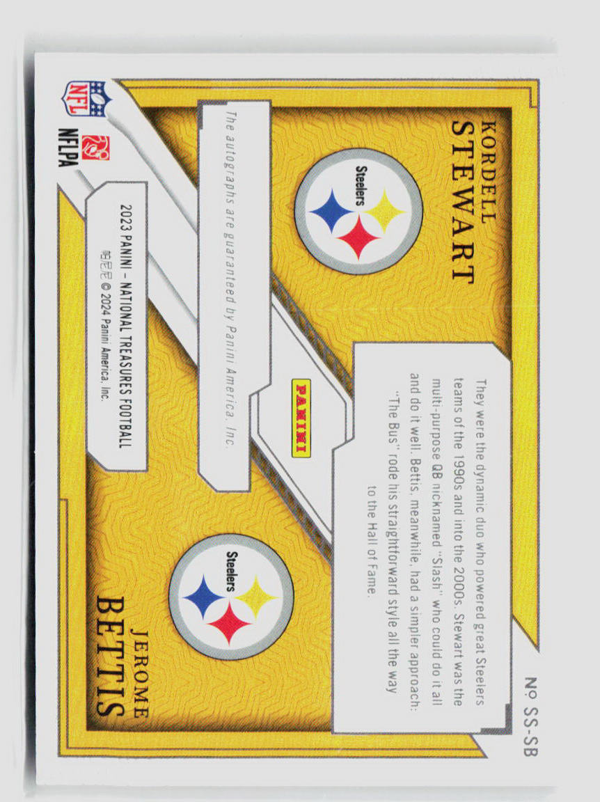 2023 National Treasures Jerome Bettis Kordell Stewart Dual Auto 50/99 #SS-SB