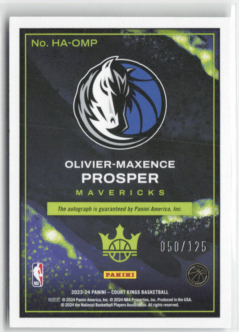 2023 Panini Court Kings Olivier-Maxence Prosper 050/125 RC Auto #HA-OMP