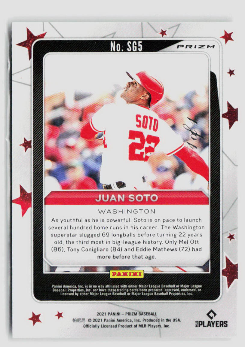 2021 Panini Prizm Juan Soto Star Gazing Gold Vinyl 1/1 #SG5