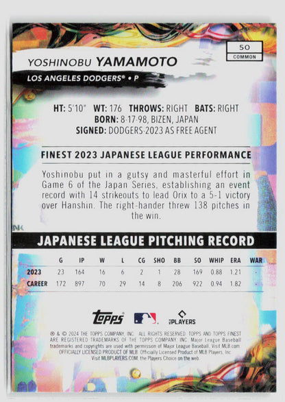 2024 Topps Finest Yoshinobu Yamamoto Oil Spill Rookie Card #50