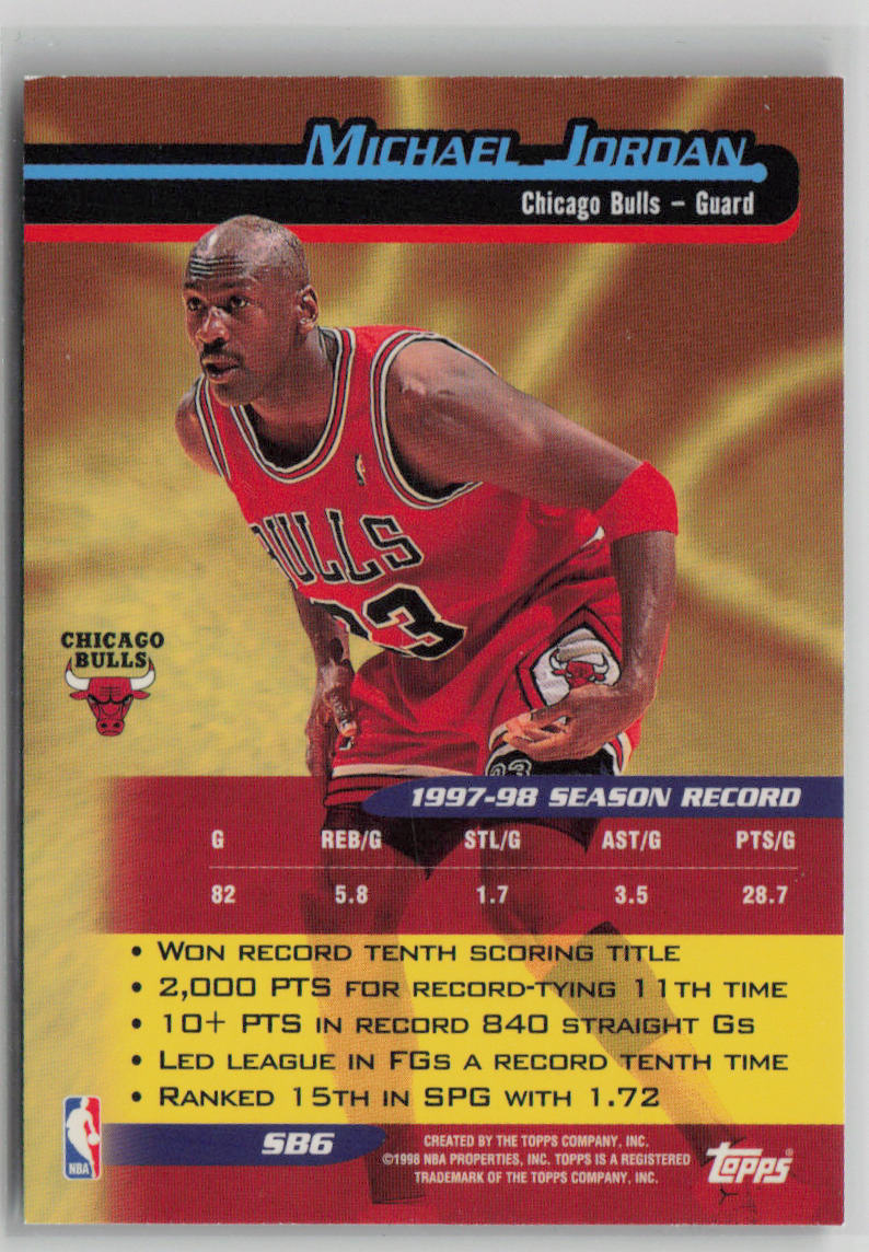 1998 Topps Michael Jordan Bombarders SB6