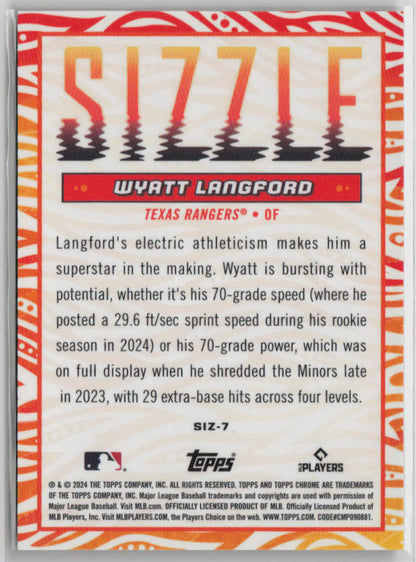 2024 Topps Chrome Wyatt Langford Sizzle Rookie #SIZ-7