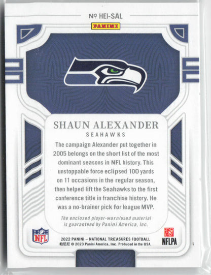 2022 Panini National Treasures Shaun Alexander Heirlooms Patch #3/10 #No. 10