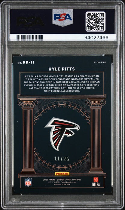 2021 Donruss Optic Kyle Pitts Rookie Kings Black Pandora 11/25 #RK11 PSA 9