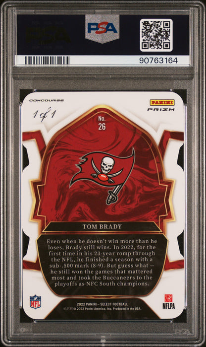 2022 Panini Select Tom Brady Die Cut Black Prizm 1/1 #26 PSA 9