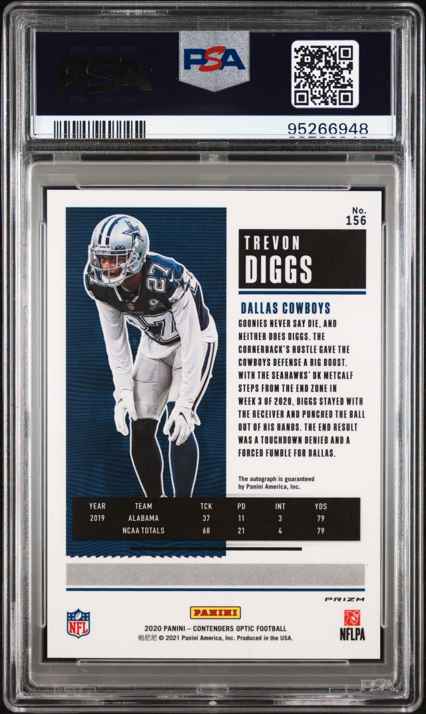 2020 Panini Contenders Optic Trevon Diggs Autograph Silver #156 PSA 10