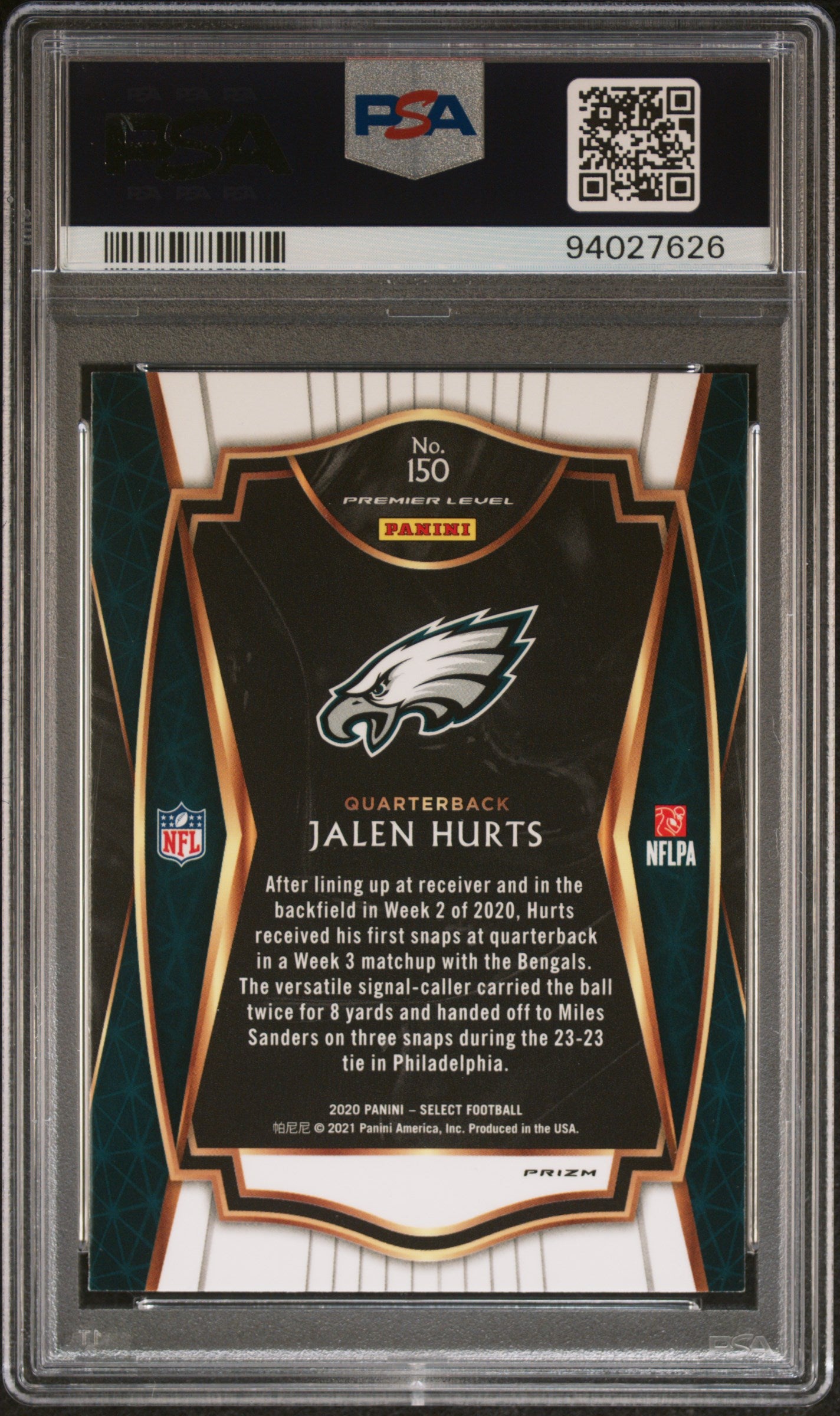 2020 Panini Select Jalen Hurts Silver Prizm #150 PSA 10