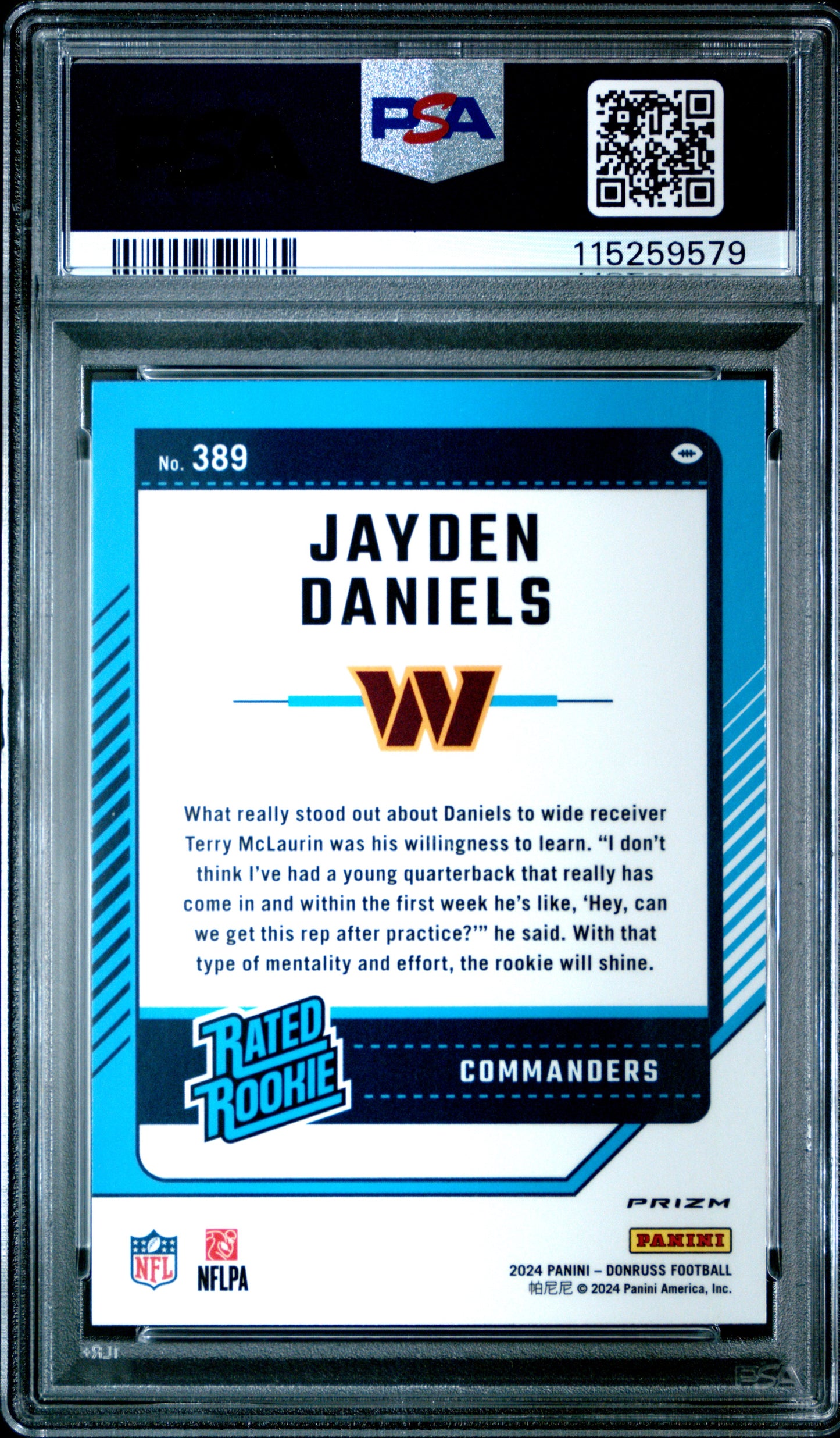 2024 Panini Donruss Jayden Daniels Optic Preview Red Wave #389 PSA 10