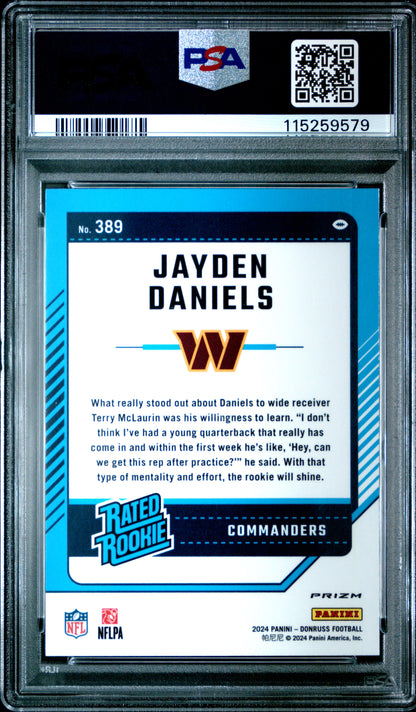 2024 Panini Donruss Jayden Daniels Optic Preview Red Wave #389 PSA 10
