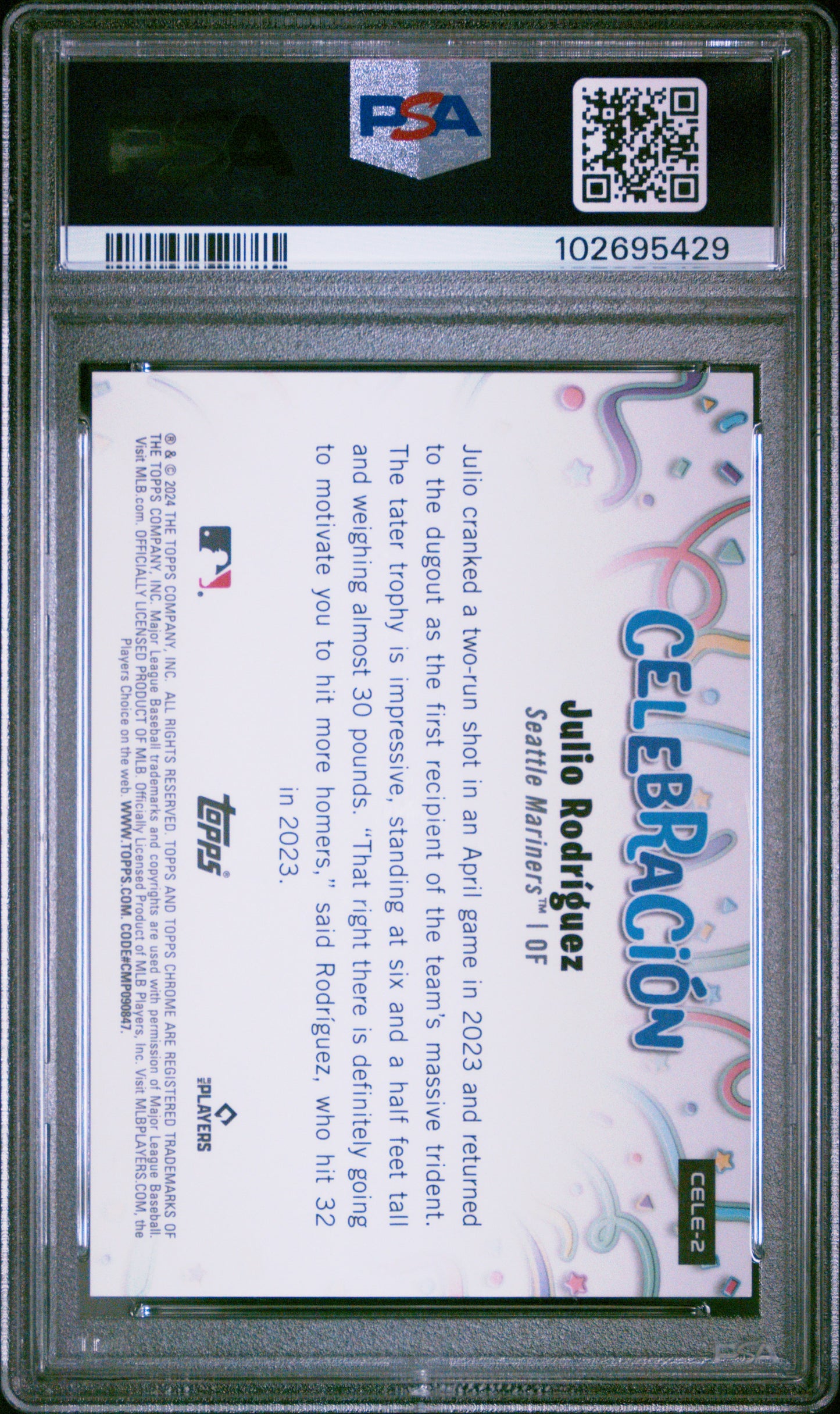 2024 Topps Chrome  Celebracion Julio Rodriguez 07/10 Black Refractor #2 PSA 10