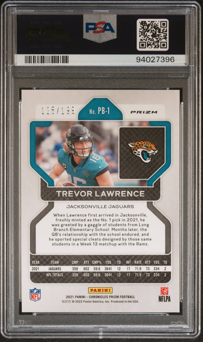 2021 Panini Chronicles Trevor Lawrence Prizm Black Purple 125/199 #PB-1 PSA 9