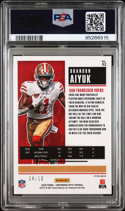 2020 Panini Contenders Optic Brandon Aiyuk Rookie Gold 04/10 #62 PSA 9