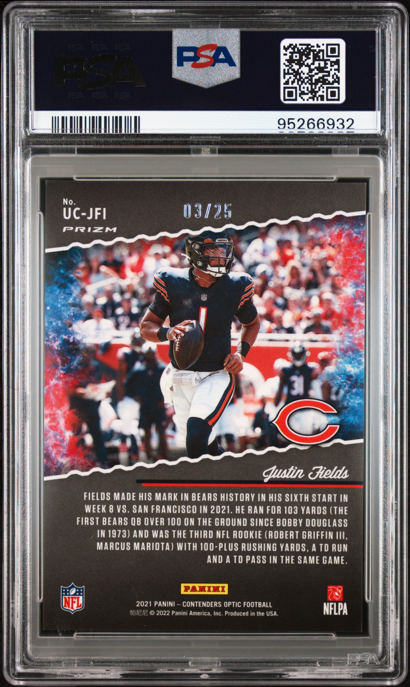 2021 Contenders Optic Justin Fields Up Coming Black Scope 03/25 #JFI PSA 10