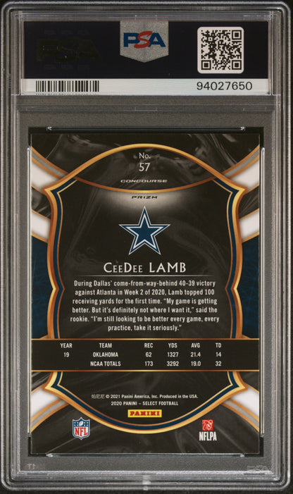 2020 Panini Select Ceedee Lamb Silver Prizm #57 PSA 10