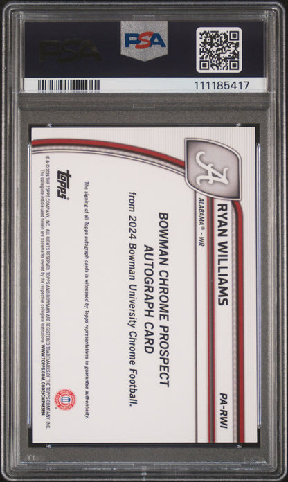 2024 Bowman U Chrome Ryan Williams Yellow Refractor Auto 46/75 #PARWI PSA 10