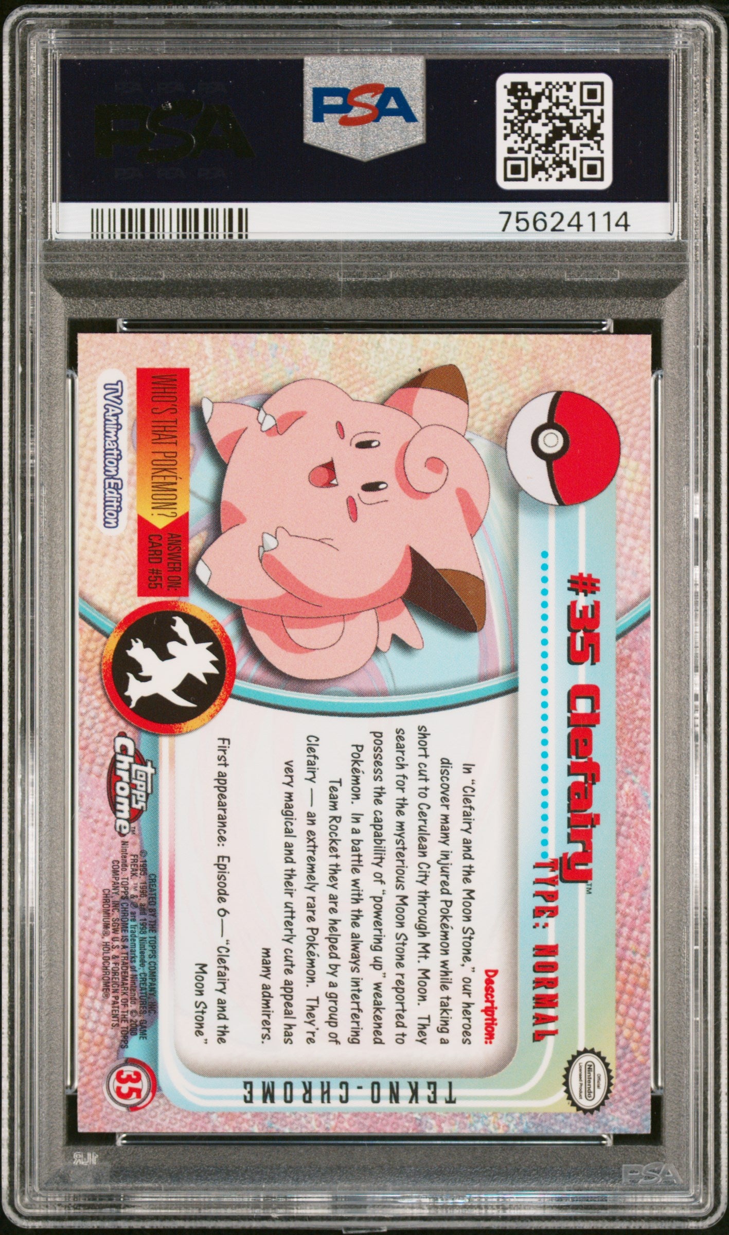 2000 Pokemon TCG Clefairy 2000 Topps Chrome Pokemon T.V. #35 PSA 8