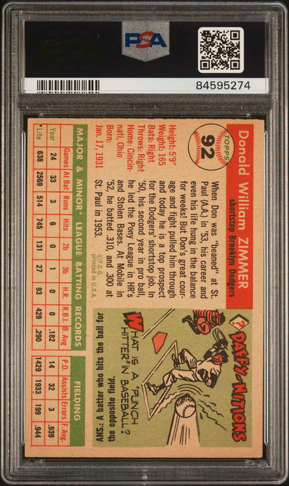 1955 Topps Don Zimmer #92 PSA 4