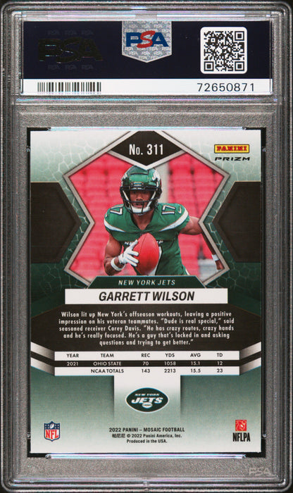 2022 Panini Mosaic Garrett Wilson Rookie RC White Sparkle #311 PSA 9