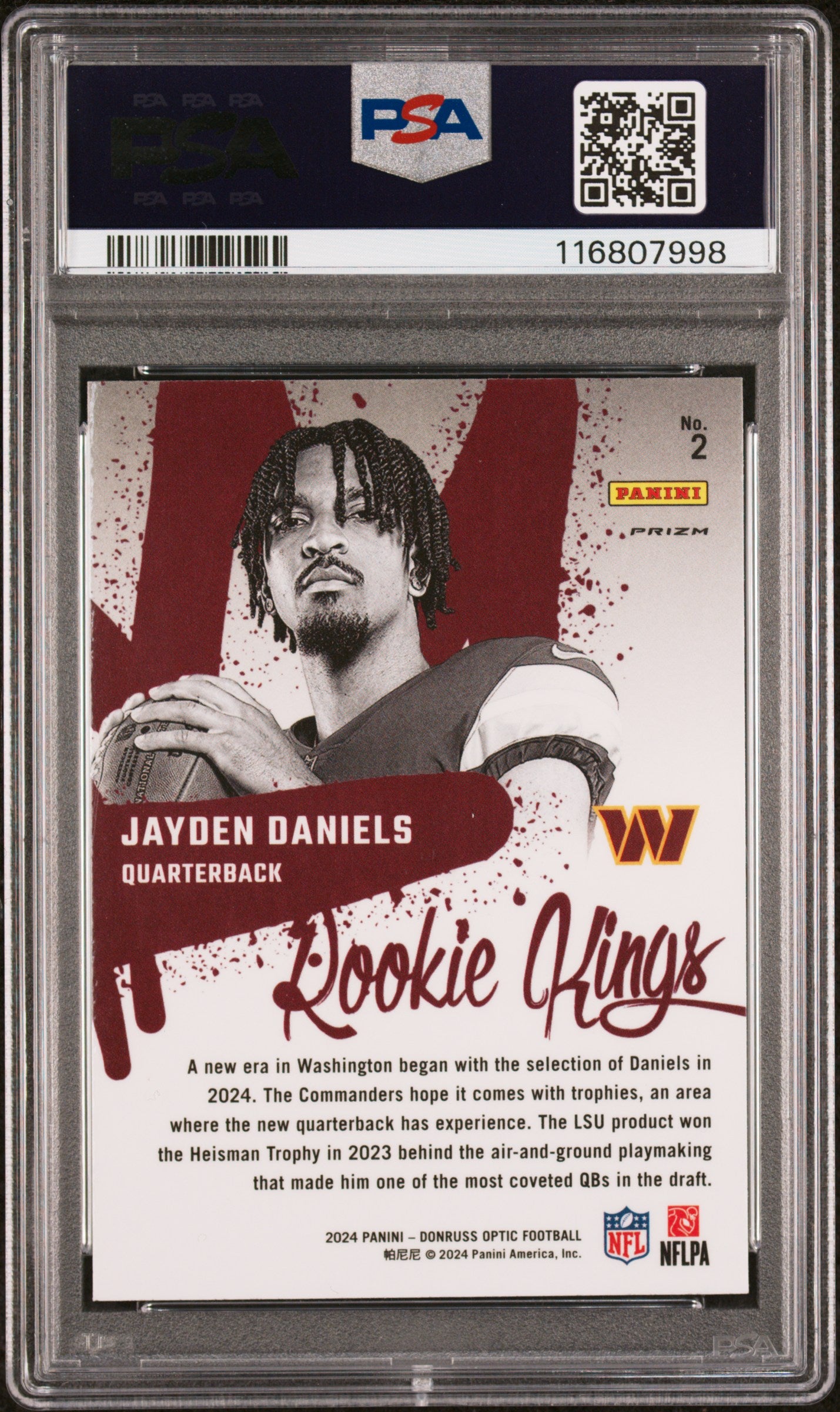 2024 Panini Donruss Optic Rookie Kings Jayden Daniels #2 PSA 10