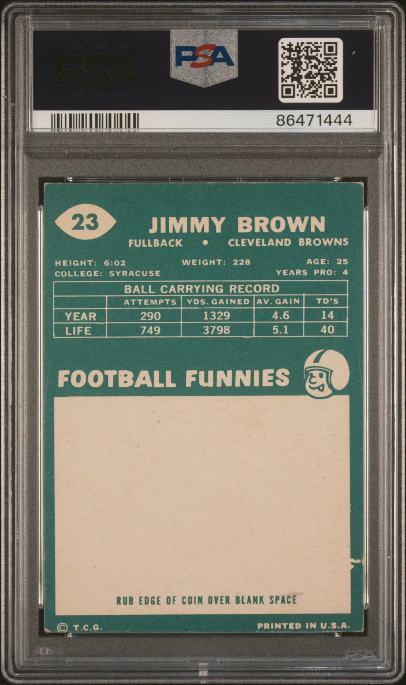 1960 Topps Jim Brown #23 PSA 3