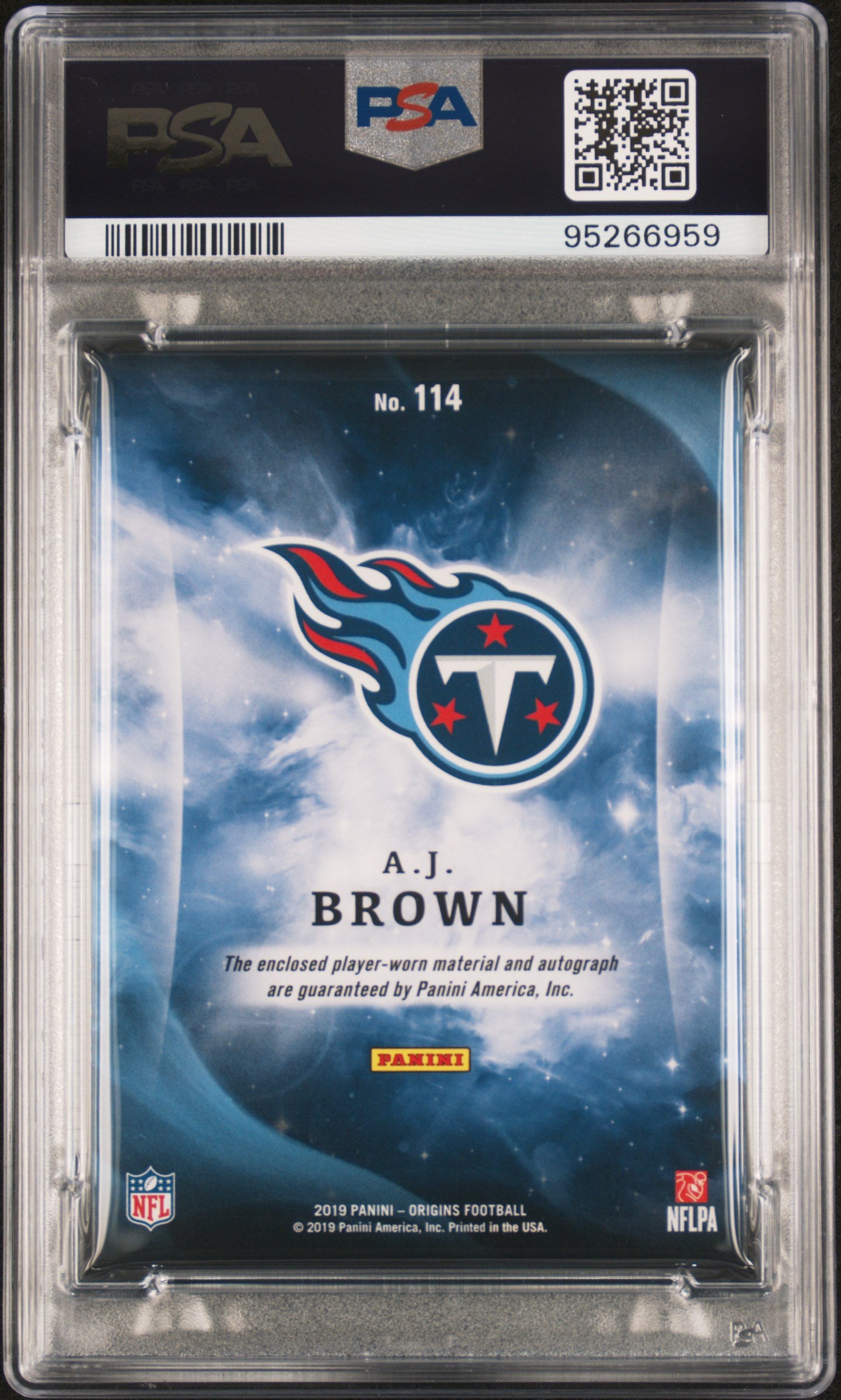 2019 Panini Origins A. J. Brown Rookie Patch Auto Turquoise 12/25 #114 PSA 8