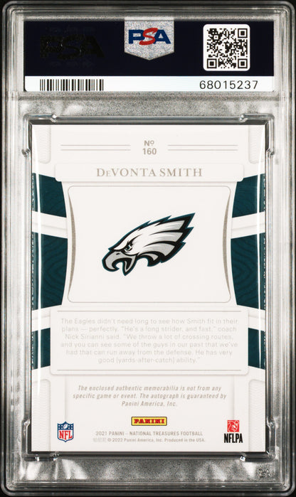 2021 National Treasures Devonta Smith Patch Auto Laundry Tag 1/1 #160 PSA Auth