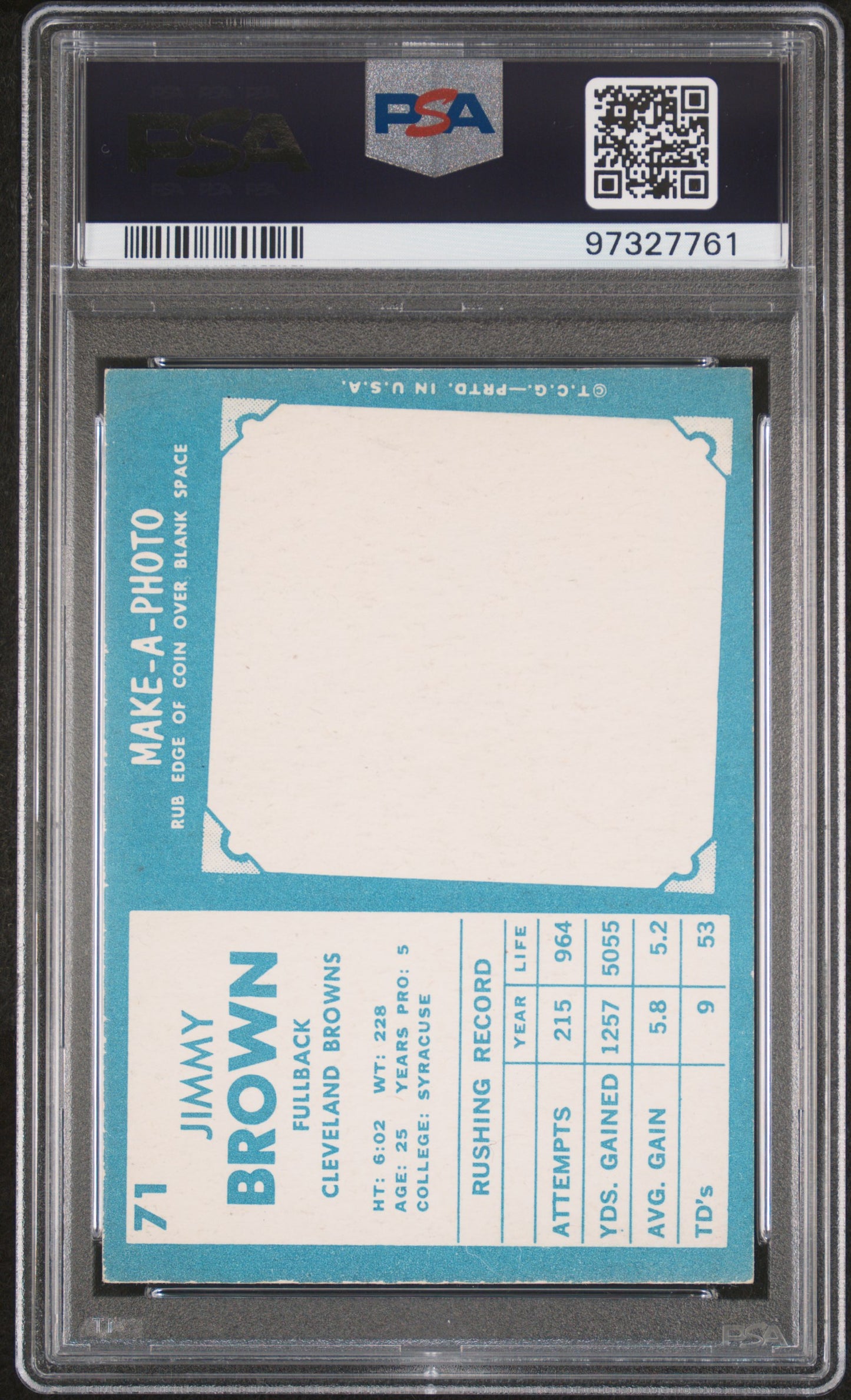 1961 Topps Jim Brown #71 PSA 4