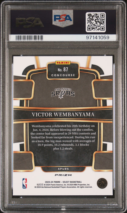 2023 Panini Select Victor Wembanyama Rookie Red Cracked Ice #87 PSA 10