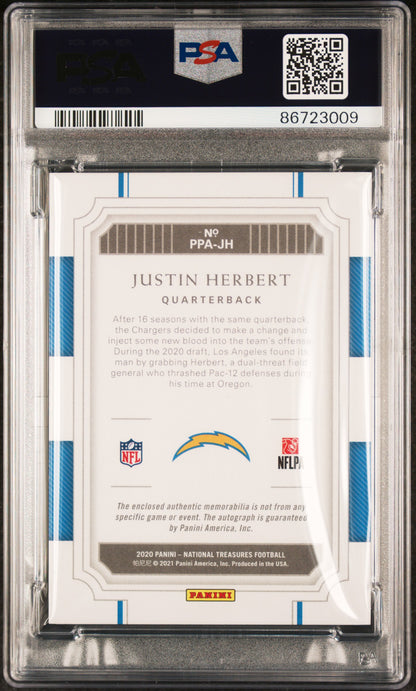 2020 National Treasures Prodigy Patch Auto Justin Herbert #JH PSA 8 RPA 01/99