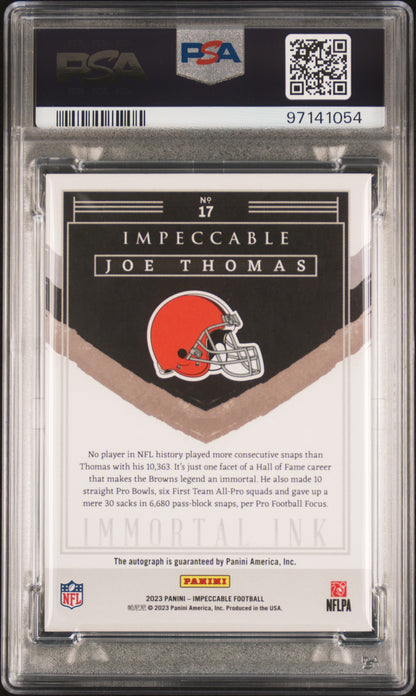 2023 Panini Impeccable Immortal Ink Joe Thomas Auto 54/75 #17 PSA 10