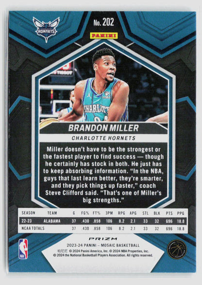 2023-24 Panini Mosaic Brandon Miller Genesis Rookie #No. 202