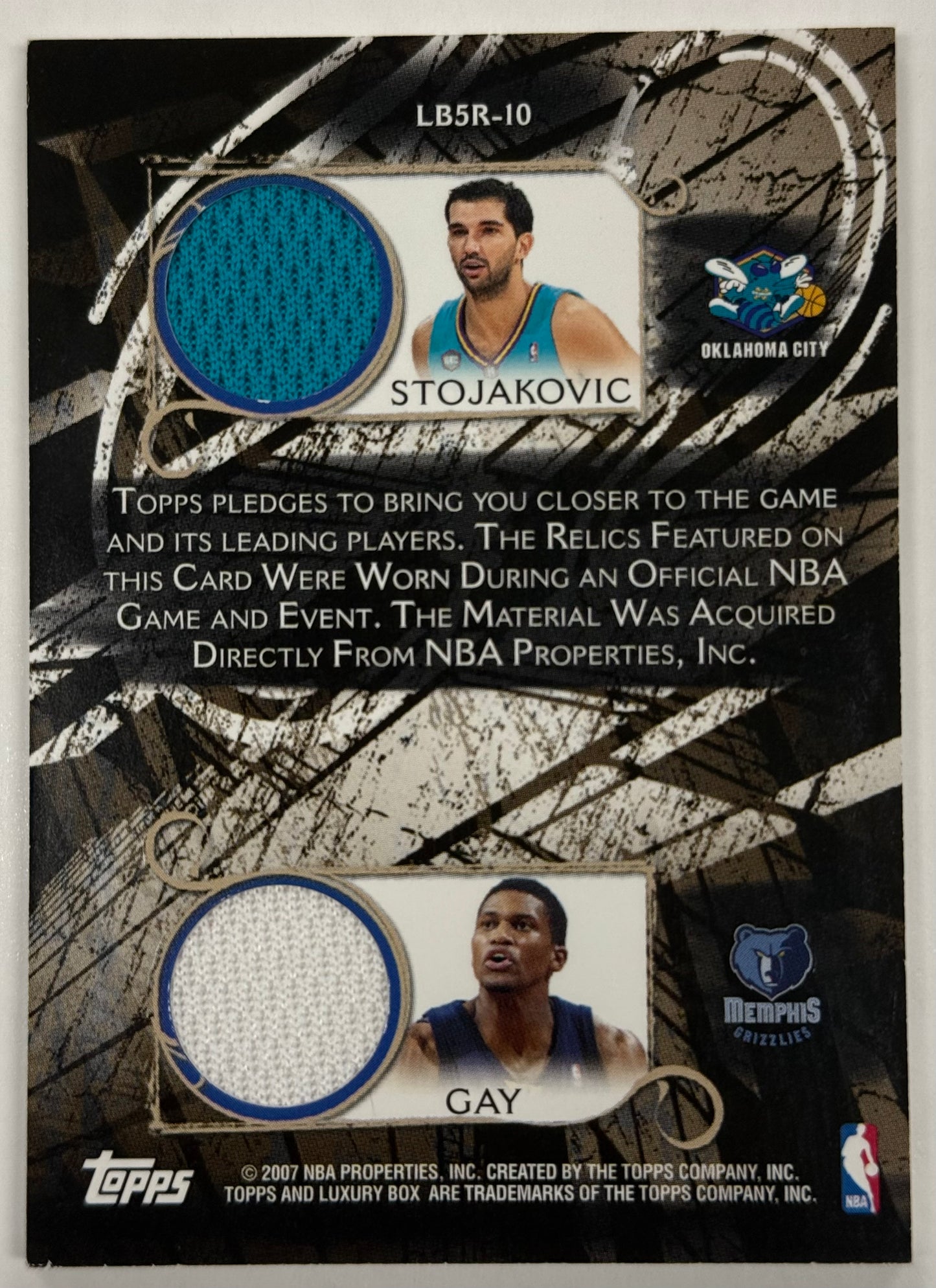 2007 Topps Luxary Nowitzki Battier Stojakovic Duncan Gay Relics 033/179 #LB5R-10