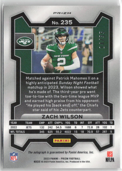 2023 Panini Prizm Zach Wilson Red Shimmer Auto /35 #No. 235