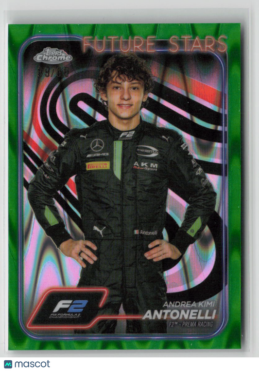 2024 Topps Chrome Andrea Kimi Antonelli Green Wave Refractor 39/99 #22