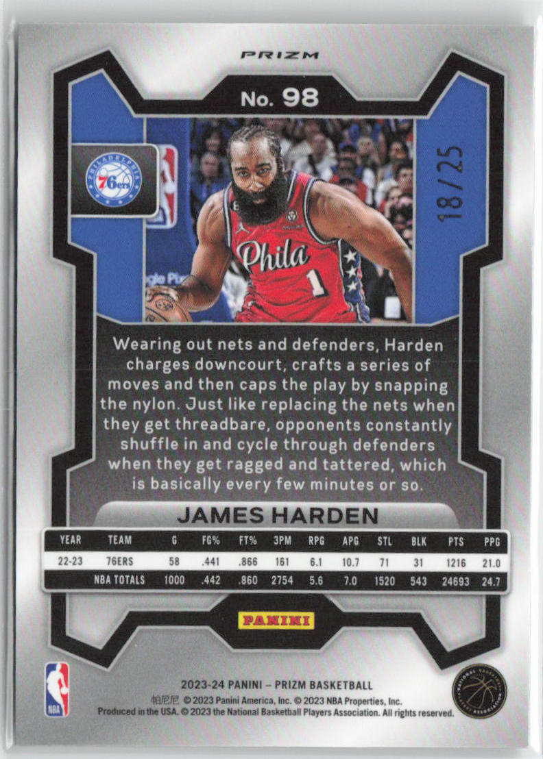 2023 Panini Prizm James Harden 18/25 Mojo #98