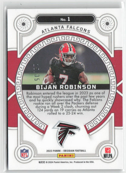 2023 Panini Obsidian Bijan Robinson Orbital Green Etch /35 Rookie RC #1