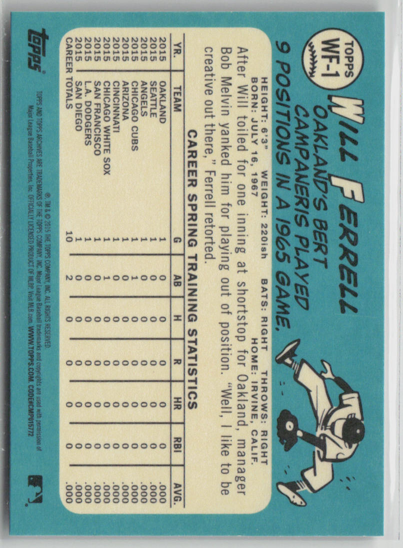 2015 Topps Will Ferrell #WF-1