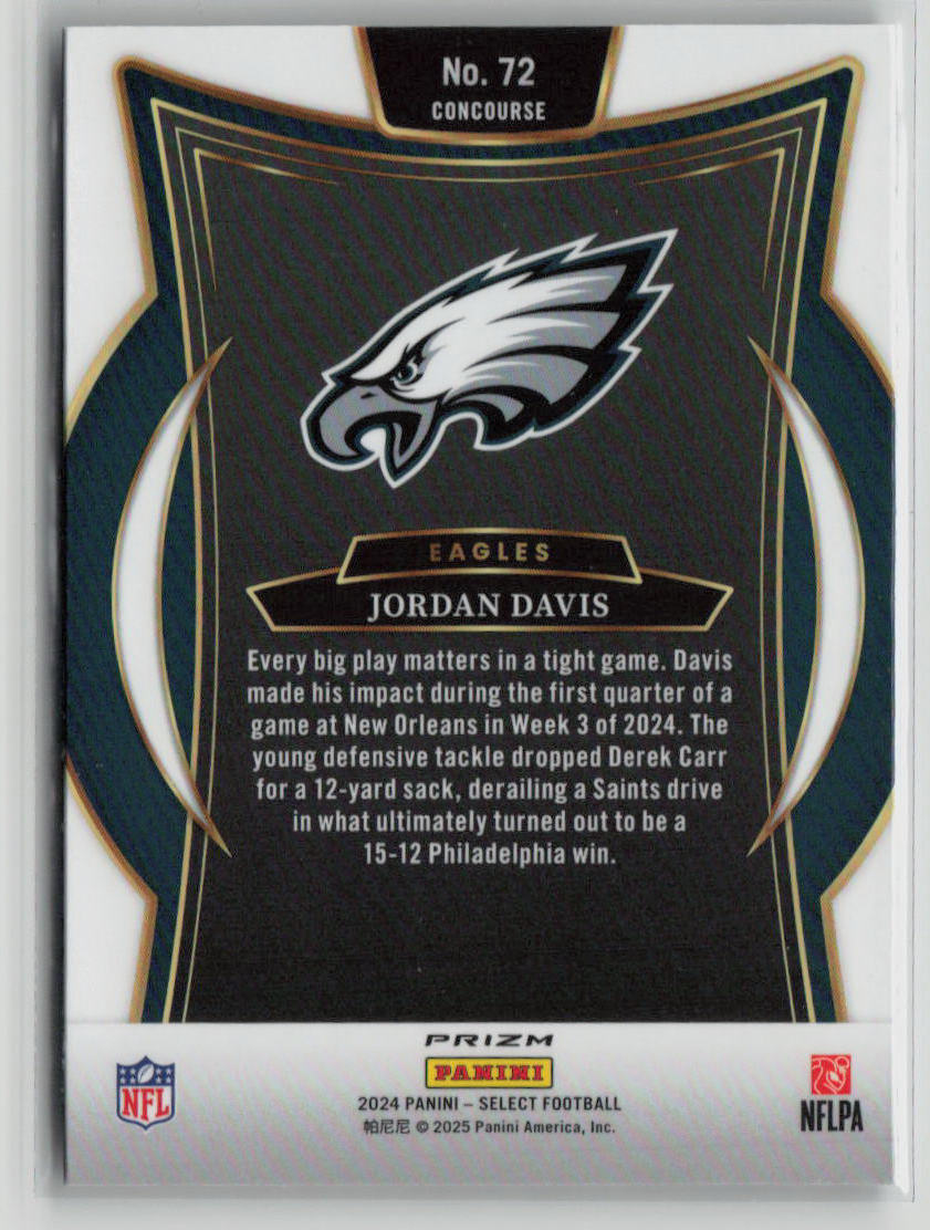 2024 Panini Select Football Jordan Davis Zebra #72