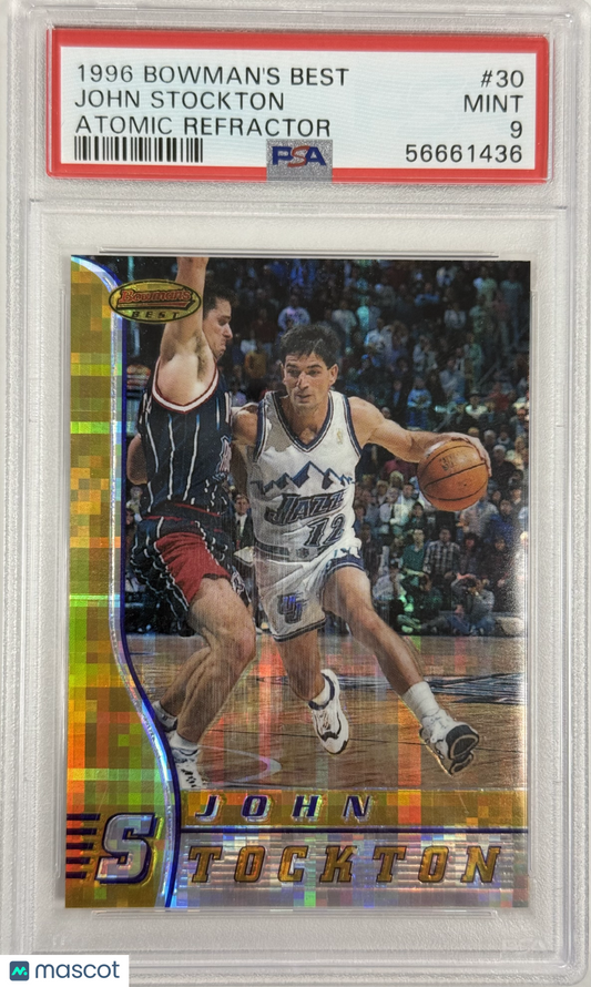 1996 Bowman's Best John Stockton Atomic Refractor #30 PSA 9