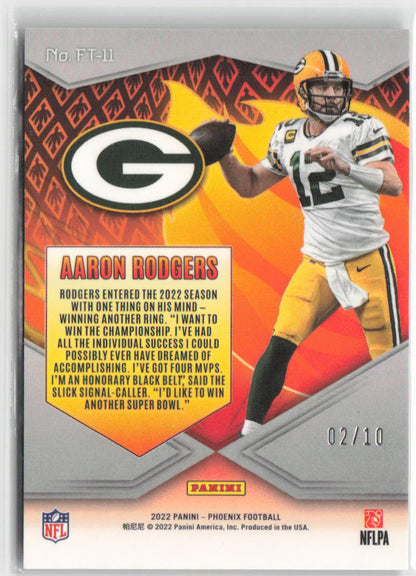 2022 Panini Phoenix Aaron Rodgers Flame Throwers 02/10 Black #FT-11