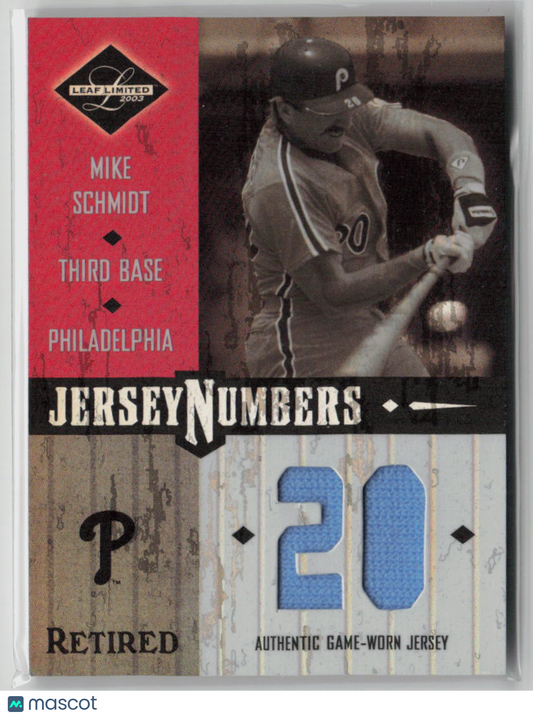2005 Leaf Limited Mike Schmidt 02/20 Authentic Game-Worn Jersey #JN-46