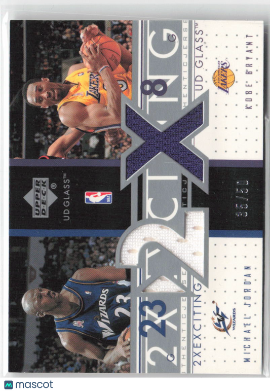 2002 UD Glass Michael Jordan / Kobe Bryant Exciting Dual Jersey 35/50 #2X-MJ/KB