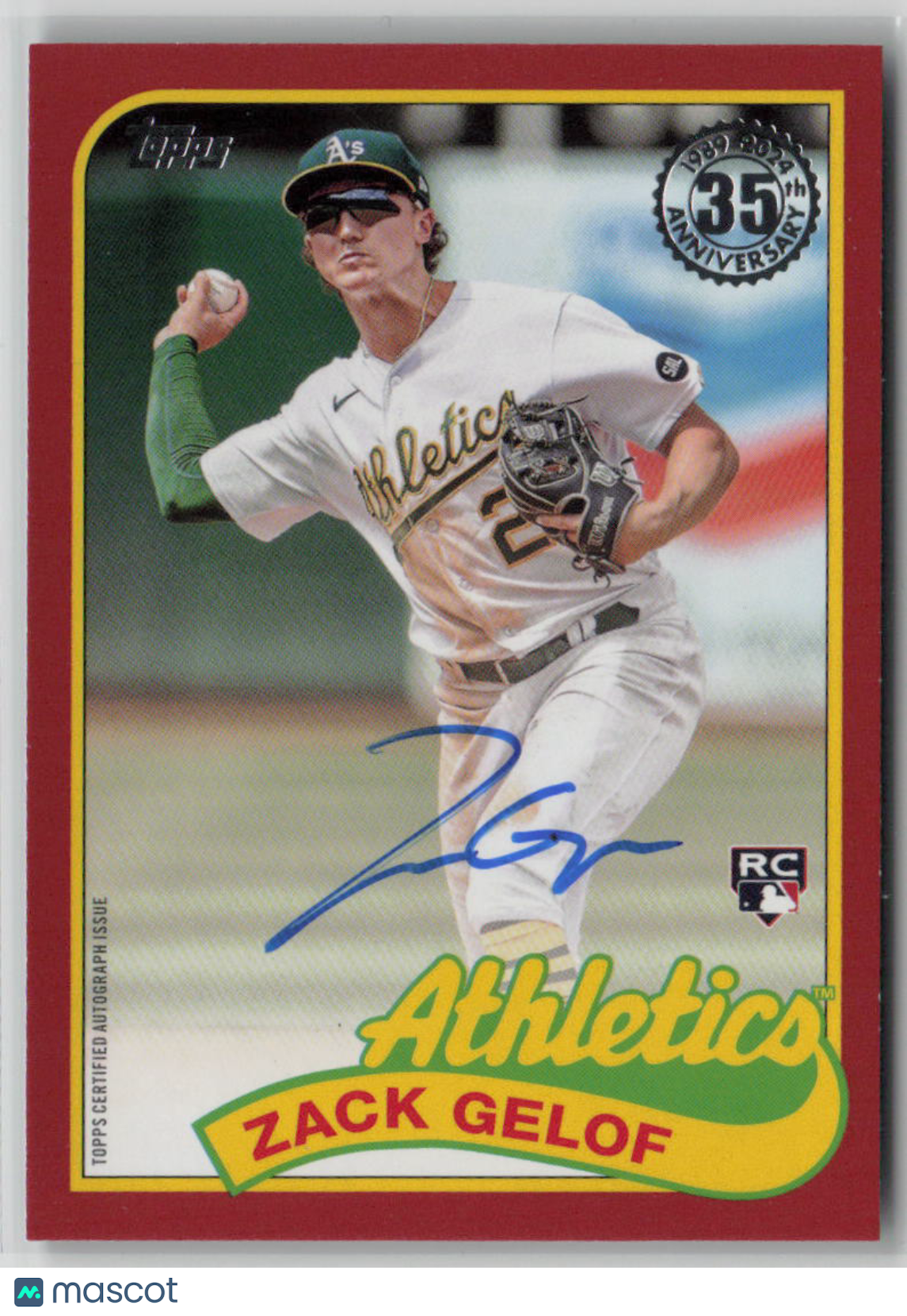 2024 Topps Zack Gelof 35th Anniversary Auto Red 01/25 #89BA-ZGE