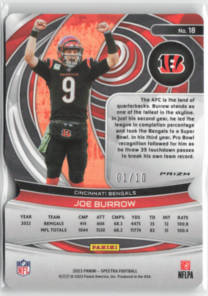 2023 Panini Spectra Joe Burrow Splatter Die-Cut 01/10 #18