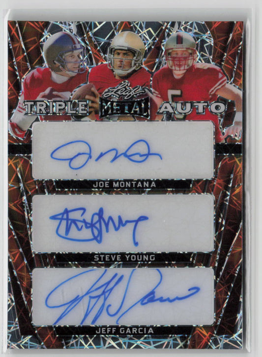 2024 Leaf Metal Joe Montana Jeff Garcia Steve Young 2/2 Triple Auto #TA-8